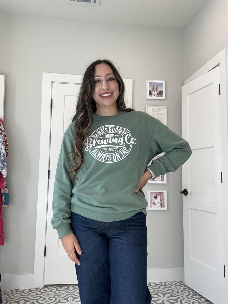 UNIQUEONE Women Nursing Sweatshirts for Breastfeeding - Friendly Zipper Maternity Sweater Long Sleeve Mama Pullover Tops B-green - Image 3