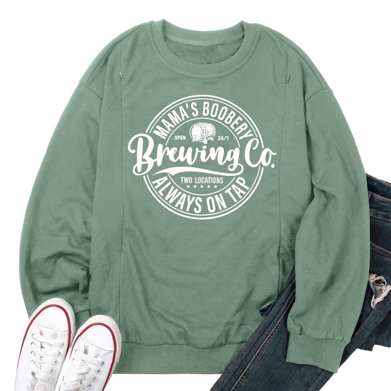 UNIQUEONE Women Nursing Sweatshirts for Breastfeeding - Friendly Zipper Maternity Sweater Long Sleeve Mama Pullover Tops B-green - Image 1