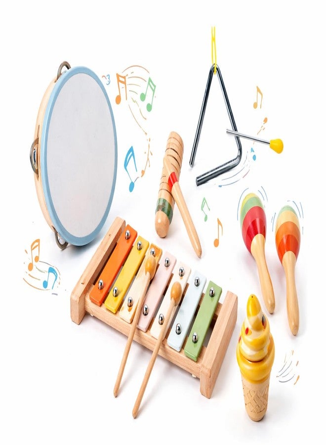 JOUET Kids Musical Instrument Set - Wooden Xylophone, Tambourine, Triangle & Maracas Toy Set, Early Learning Music Toy for Boys & Girls (3+ Years) - Image 1