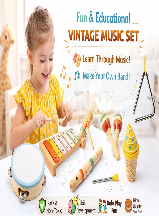 JOUET Kids Musical Instrument Set - Wooden Xylophone, Tambourine, Triangle & Maracas Toy Set, Early Learning Music Toy for Boys & Girls (3+ Years) - Image 4