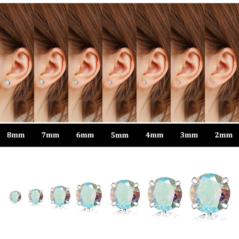 Fansilver 20G Hypoallergenic Flat Back Earrings for Women Men Silver 14K Gold Stainless Steel Stud Earrings Brithstone Cubic Zirconia Studs Surgical Steel Cartilage Earrings for Sensitive Ears - Image 2