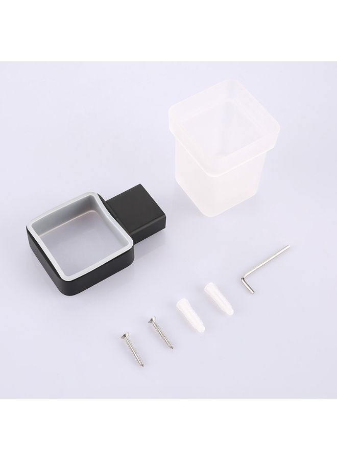 Black Single Toothbrush Glass Tumbler with Holder  - Image 3
