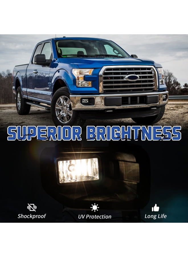 VPIMOZO Fog light kit Compatible with 2015-2017 2015 2016 2017 Ford F150 Fog Bumper Lamp Assembly with Bulbs Clear Lens Driver&Passenger Side OEM Number FL3Z15201B FL3Z15200B - Image 4