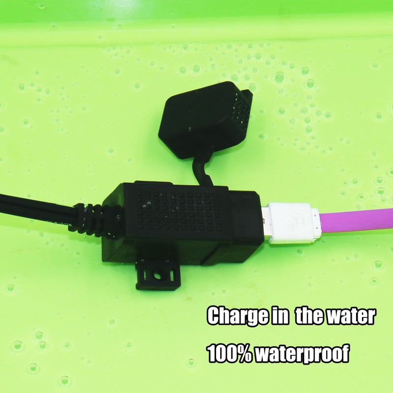 MOTOPOWER MP0609EA 3.1Amp Waterproof Motorcycle Dual USB Kit SAE to USB Adapter Cable with SAE Ring Terminal Cable Harness - Image 5