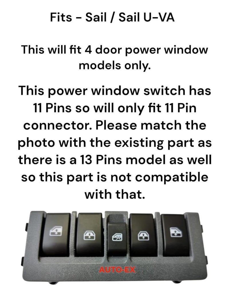 Auto-Ex POWER WINDOW SWITCH Compatible/Replacement For Sail/Sail U-VA (11 Pin Switch 4 Door) - Image 2