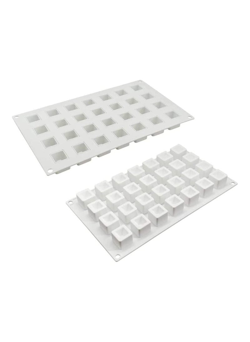 Silicone Mould 3D Cake Handmade Bakeware DIY Mould, Chocolate - Jelly Pudding Dessert Candy 28 Holes Nut Square, White - Image 5