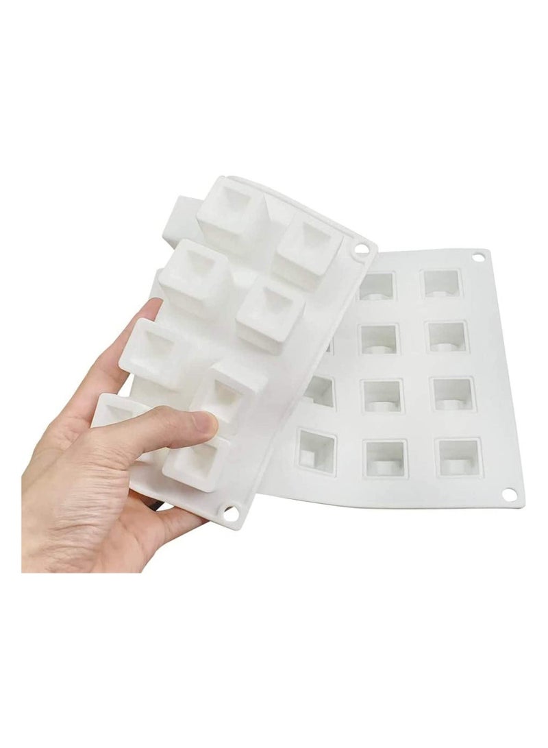 Silicone Mould 3D Cake Handmade Bakeware DIY Mould, Chocolate - Jelly Pudding Dessert Candy 28 Holes Nut Square, White - Image 3