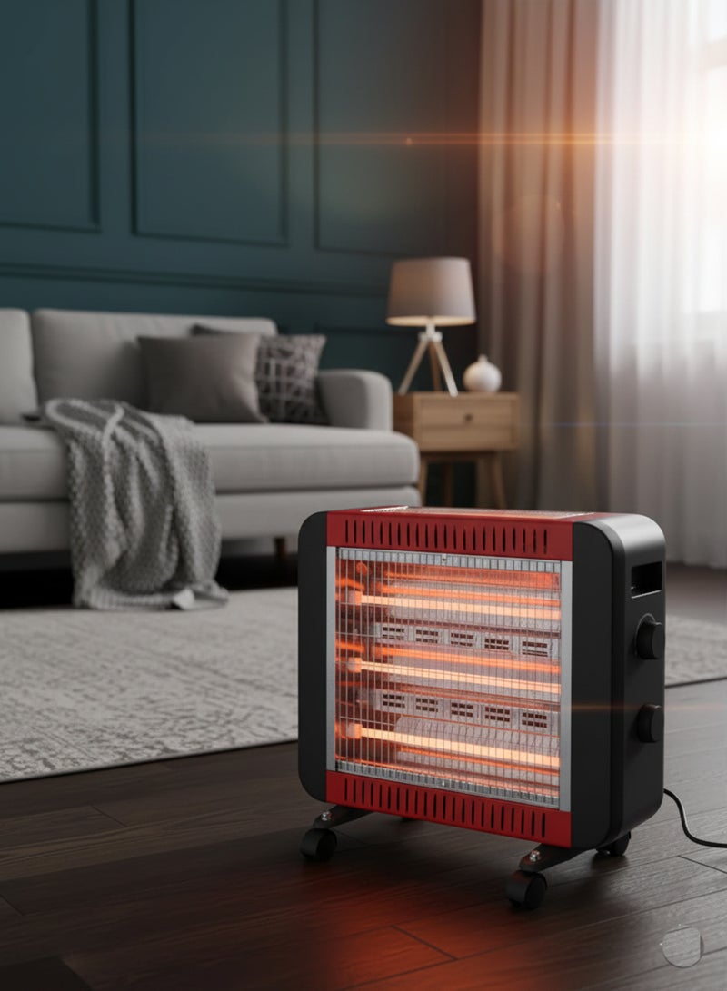 Home Master Powerful Home Electric Heater with 4 Heating Tubes – Adjustable Temperature Control – Fast and Efficient Heat Distribution for Warming Rooms in Winter – Safe and Portable Design with Stable Base – 2000W Model HM-2688 - Image 1