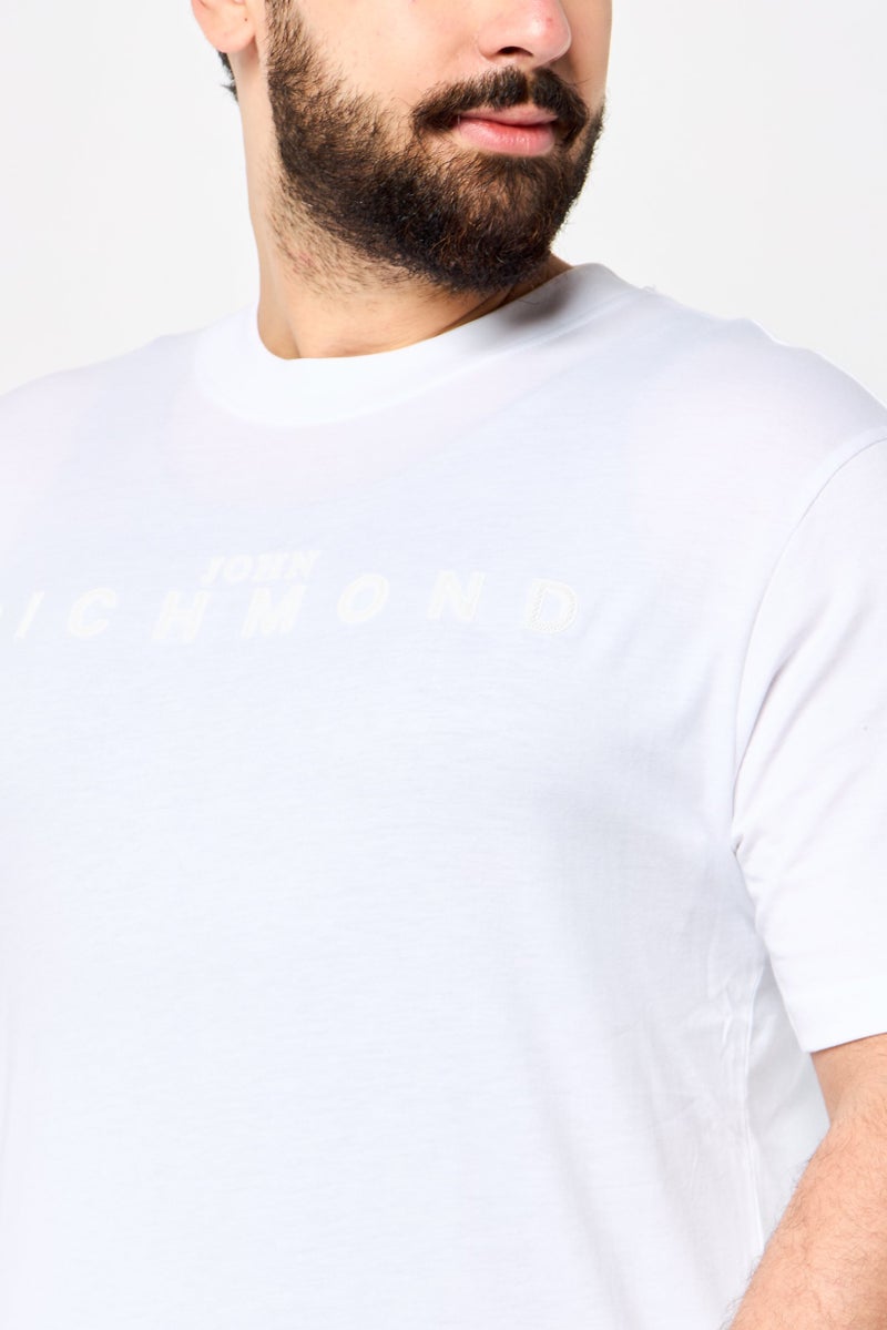 JOHN RICHMOND Men Crew Neck Short Sleeve Brand Logo T-Shirt, White - Image 2