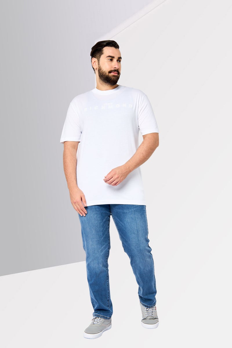 JOHN RICHMOND Men Crew Neck Short Sleeve Brand Logo T-Shirt, White - Image 3