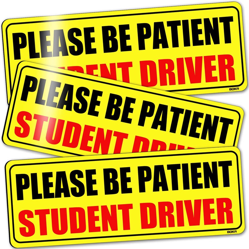 BOKA Student Driver Magnet for Car 9x35 Upgraded Please Be Patient New Driver Safety Signs Teen Rookie Novice Driver Vehicle Bumper Magnetic Sticker for Beginner High Reflective Set of 3 - Image 3