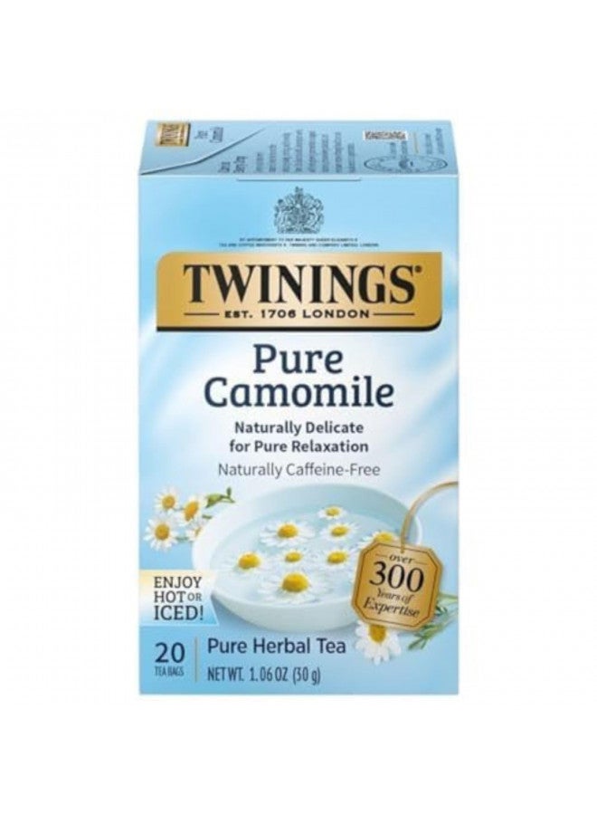 Twinings Pure Camomile Herbal Tea Individually Wrapped Bags, 20 Count Pack of 6, Naturally Caffeine Free - Image 2