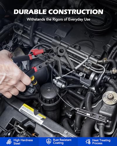 Orion Motor Tech 9pc Hose Clamp Pliers with Flexible Wire Long Reach Swivel Jaw and Flat Band Pliers for Coolant Radiator Heater and Water Hose - Image 5