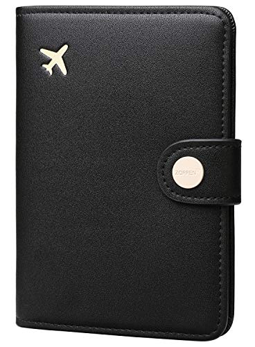 ZOPPEN Passport Holder Women Men, Passport Cover Travel Wallet Rfid Blocking Passport Wallet Cover Case Travel Essentials Document Organizer, Black - Image 1