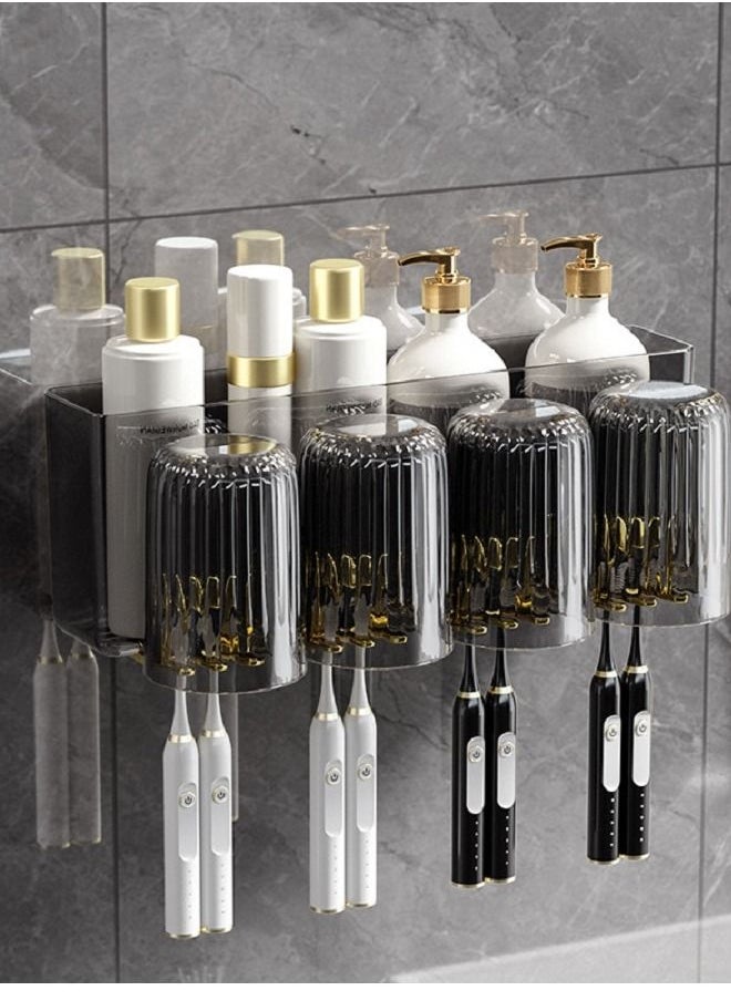 Bluejw Automatic Wall Mounted Toothpaste Dispenser And Toothbrush Holder With Four Magnetic Cups  - Image 1