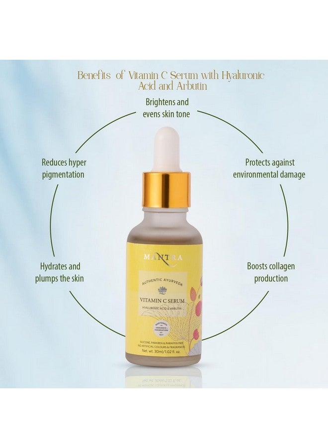Mantra Vitamin C Serum with Hyaluronic Acid and Arbutin - 30 ml | Helps to Fades Dark Spots and Hyperpigmentation - Image 2