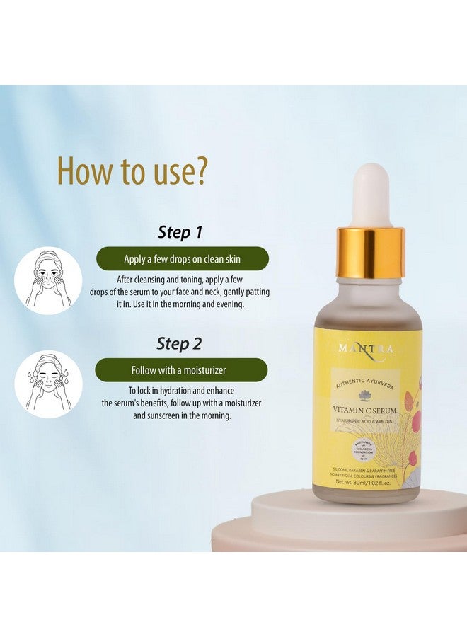 Mantra Vitamin C Serum with Hyaluronic Acid and Arbutin - 30 ml | Helps to Fades Dark Spots and Hyperpigmentation - Image 5
