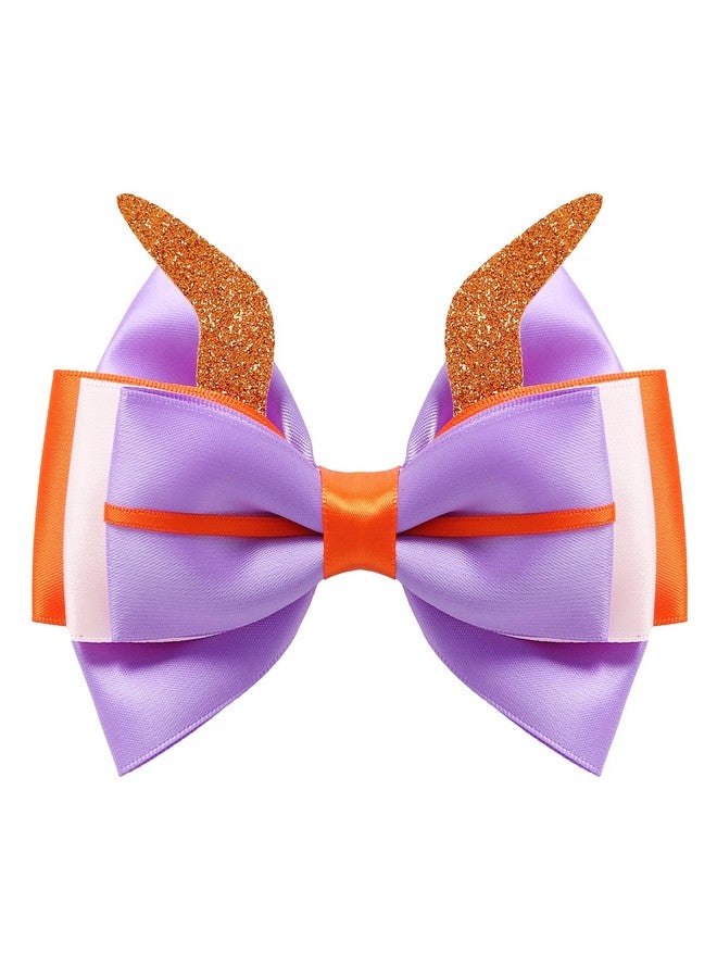 Fancheer 5 Inch Purple Dragon Inspired Hair Bow Clip Dragon Horns Ears Halloween Hair Accessories - Image 1