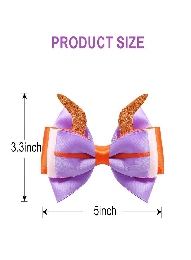 Fancheer 5 Inch Purple Dragon Inspired Hair Bow Clip Dragon Horns Ears Halloween Hair Accessories - Image 2