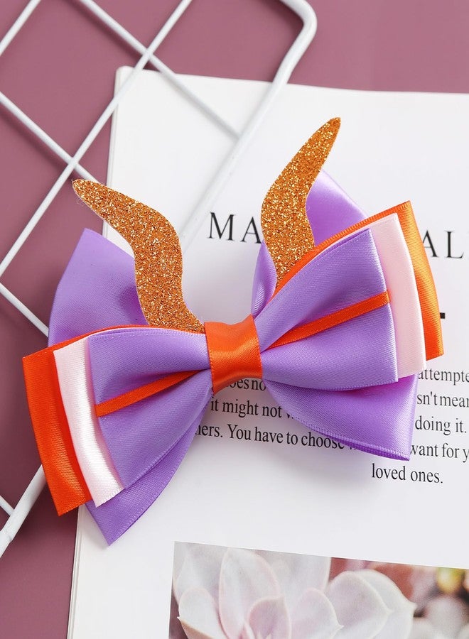 Fancheer 5 Inch Purple Dragon Inspired Hair Bow Clip Dragon Horns Ears Halloween Hair Accessories - Image 4