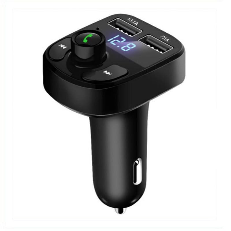 Flenzy Car MP3 Car Bluetooth Receiver Dual USB Car Charger Fast Charging, Compatible with Mobile Phones, Tablets, Cameras, Game Consoles, Black - Image 1