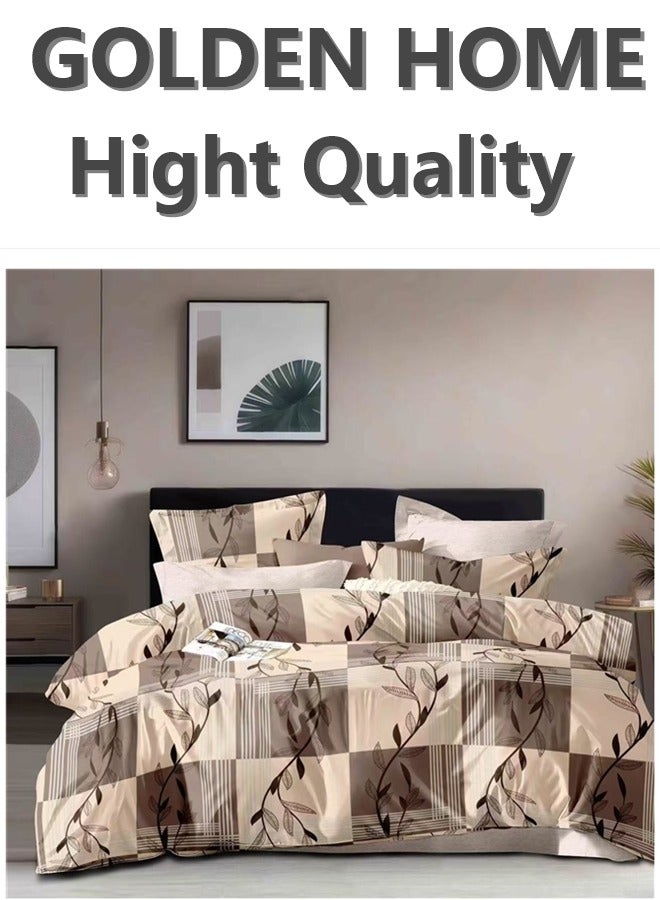 GOLDEN HOME GOLDEN HOME King Size Floral Duvet Cover Set: 1 Duvet Cover, 4 Pillow Covers, 1 Deep Pocket Fitted Sheet - Premium Microfiber 