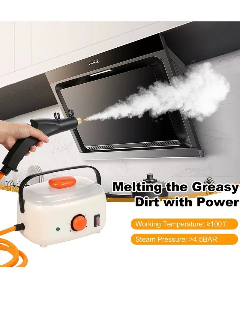 2500W Portable Handheld Steam Cleaner High Temperature Pressurized Steam Cleaning Machine with Brush Heads for Kitchen Bathroom Air Conditioner Refrigerator - Image 1