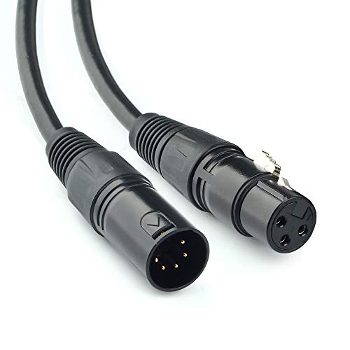 SiYear كابل صوت XLR أنثوي 3 دبابيس إلى XLR ذكري 5 دبابيس لميكروفون DMX إضاءة المسرح ، كابل محول XLR3F إلى XLR5M (12 بوصة / عبوة 2) - Image 2