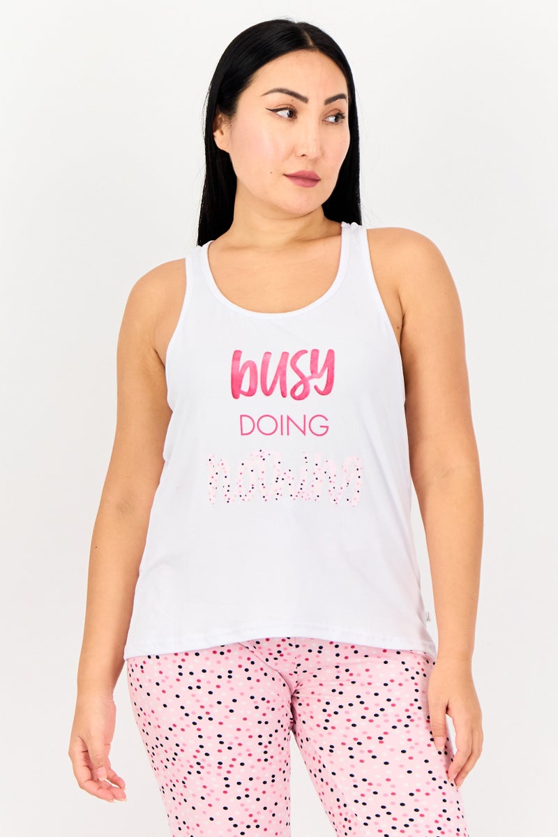 French Affair Women 2Pc Set Graphic Print Sleeveless Top With Pajama Pants, Multicolor - Image 2