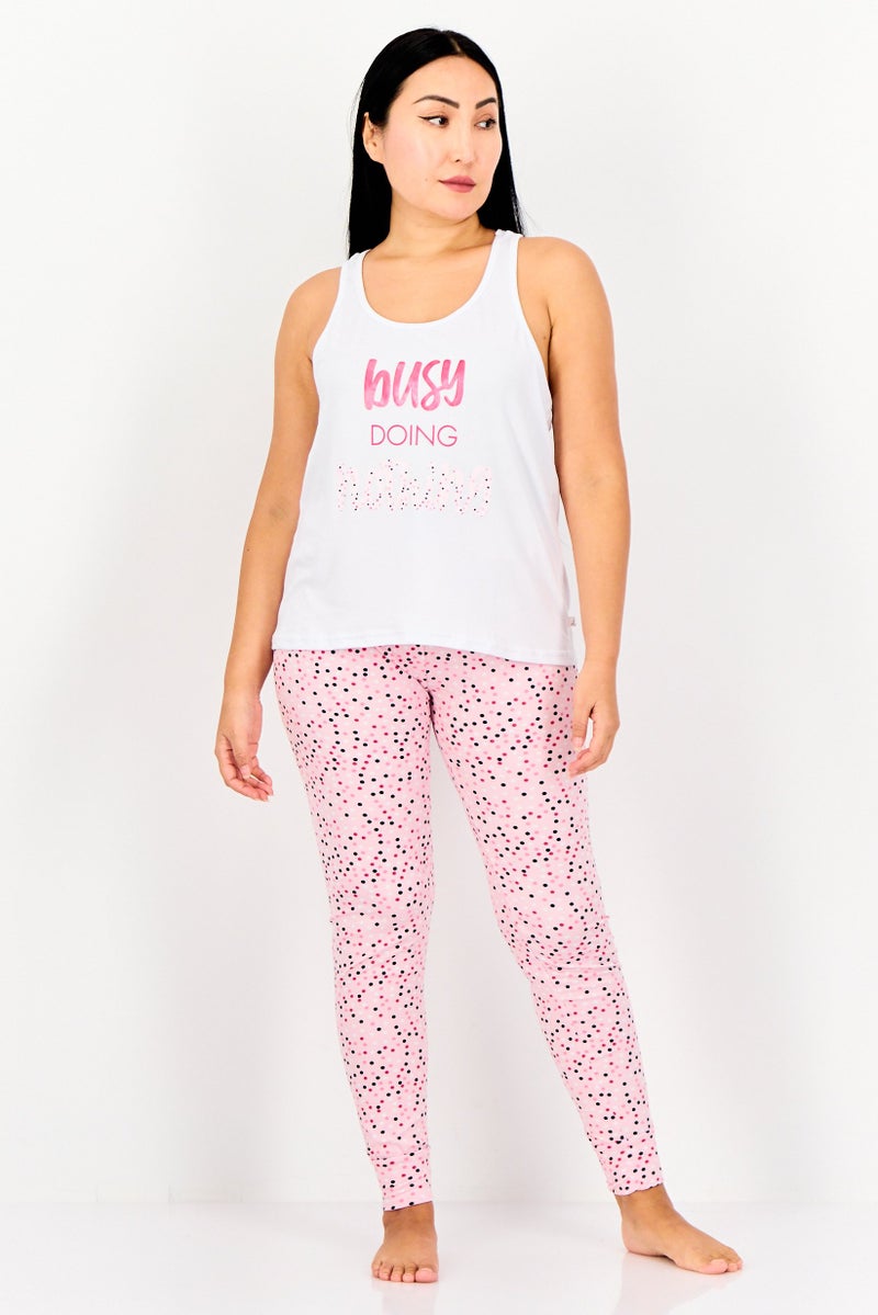 French Affair Women 2Pc Set Graphic Print Sleeveless Top With Pajama Pants, Multicolor - Image 1