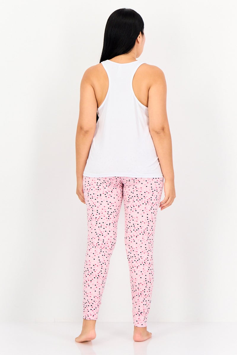 French Affair Women 2Pc Set Graphic Print Sleeveless Top With Pajama Pants, Multicolor - Image 3