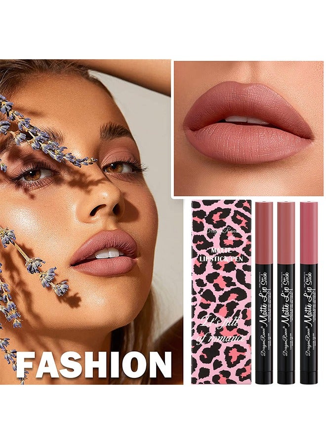 Dragon Ranee 3 Pieces Nude Matte Lipstick Set,Matte Lipstick,Matte Lip Gloss,Velvet Lipstick Matte Lip Stain,Long Lasting Waterproof Lip Gloss Lipstick for Women Makeup - Image 2