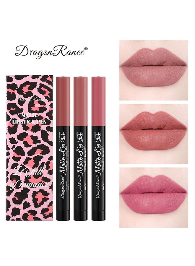 Dragon Ranee 3 Pieces Nude Matte Lipstick Set,Matte Lipstick,Matte Lip Gloss,Velvet Lipstick Matte Lip Stain,Long Lasting Waterproof Lip Gloss Lipstick for Women Makeup - Image 1
