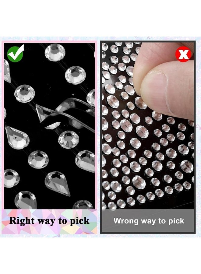 Beauenty 4 Sheet Face Gems Rhinestones Pearl Stickers Kit for Makeup with Tweezer, Self-Adhesive Glitter Color Festival Face Jewels Hair Gems Sticker for Crafts, Nail Art, Clothes Making  - Image 4