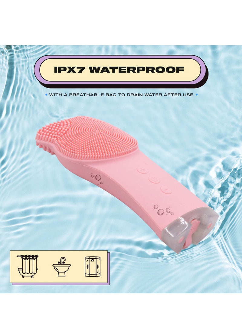Silicone Facial Cleansing Brush - Facial Scrubber - Silicone Face Brush Cleanser - Face Brush Exfoliator - Face Cleanser Brush - Face Wash Brush - Facial Brushes for Cleaning and Exfoliating - Pink
