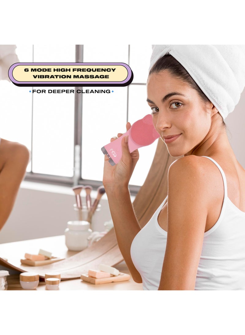 Silicone Facial Cleansing Brush - Facial Scrubber - Silicone Face Brush Cleanser - Face Brush Exfoliator - Face Cleanser Brush - Face Wash Brush - Facial Brushes for Cleaning and Exfoliating - Pink