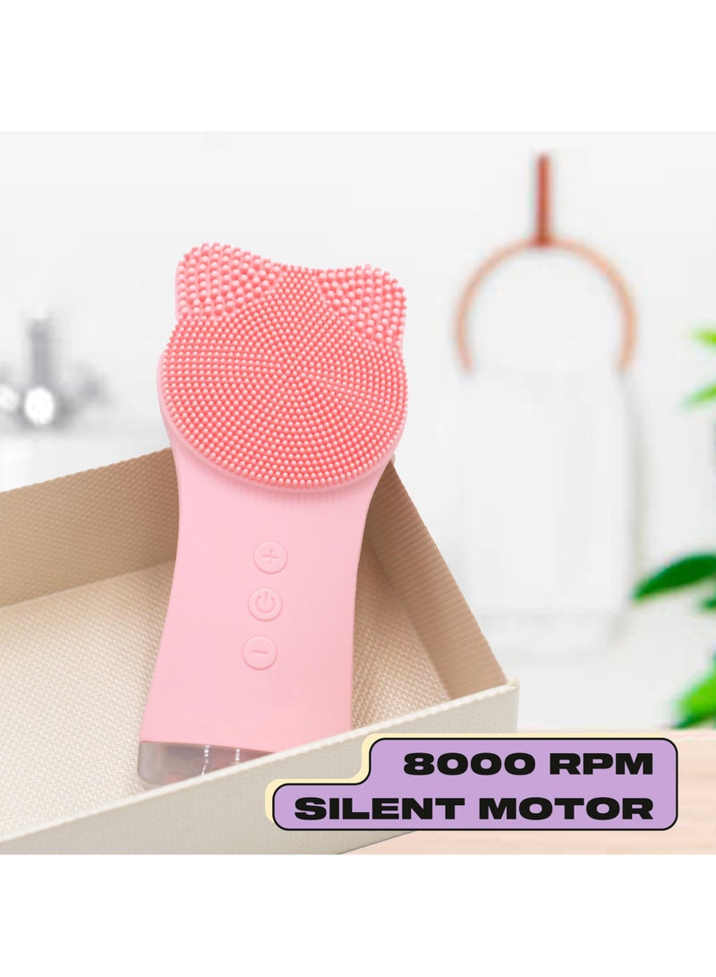 Silicone Facial Cleansing Brush - Facial Scrubber - Silicone Face Brush Cleanser - Face Brush Exfoliator - Face Cleanser Brush - Face Wash Brush - Facial Brushes for Cleaning and Exfoliating - Pink