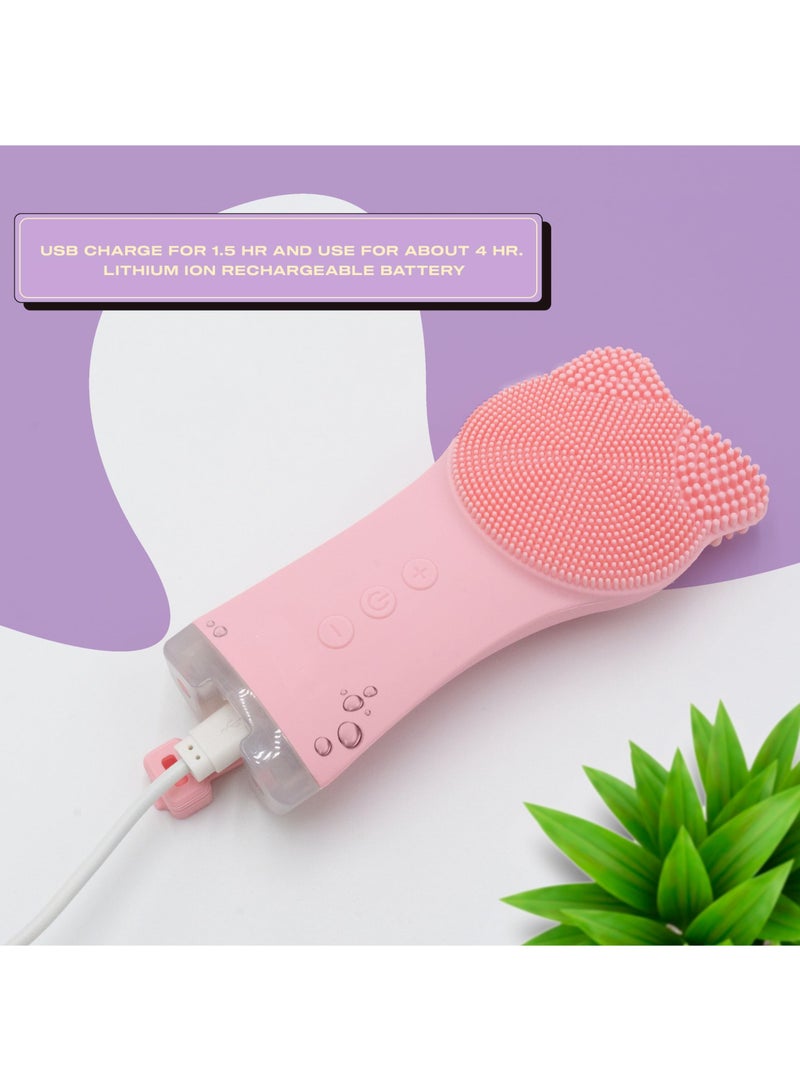 Silicone Facial Cleansing Brush - Facial Scrubber - Silicone Face Brush Cleanser - Face Brush Exfoliator - Face Cleanser Brush - Face Wash Brush - Facial Brushes for Cleaning and Exfoliating - Pink