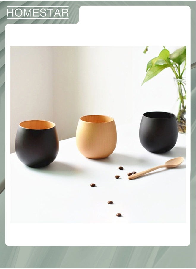 HOMESTAR Direct Selling Environmental Protection Solid Wood Teacup Universal Wooden Big Belly Cup Creative Cylindrical Cup Large Quantity，Light Color Pot Belly Cup-capacity:300ml  - Image 4