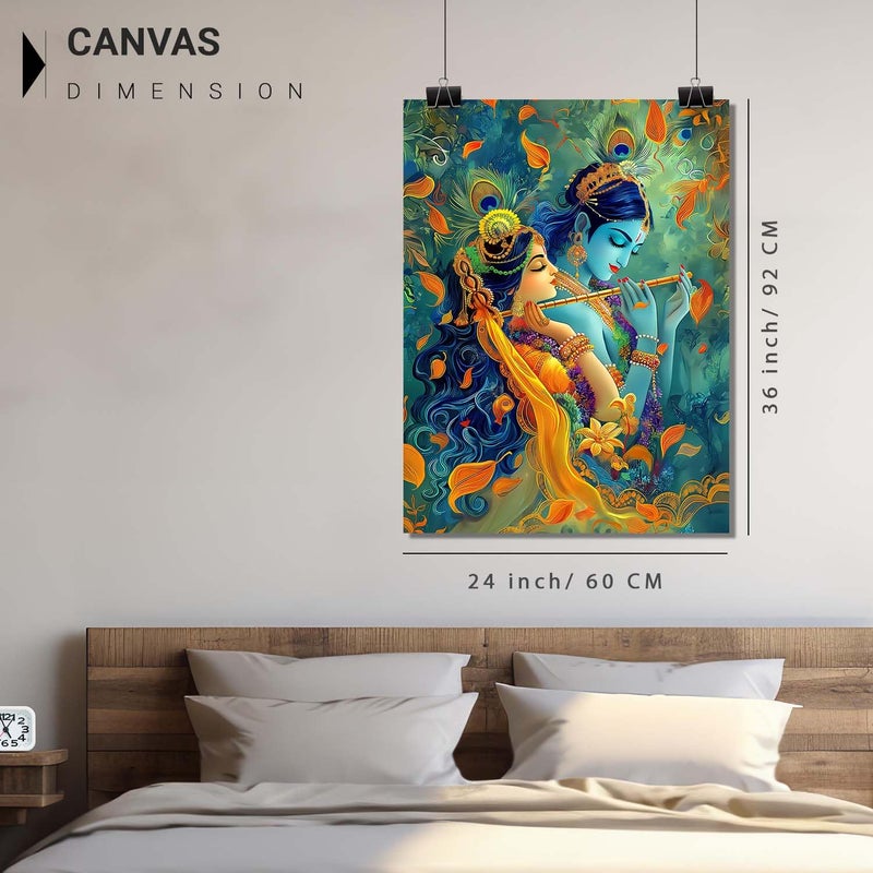 Kotart Premium Radha Krishna Canvas For Wall Decoration Kahna Wall Painting For Home Decor Living Room Bedroom Office and Hotels Decoration Religious Wall PaintingsCanvas For Wall Dcor 24x36 inch Canvas Print Only Krishna4 - Image 2