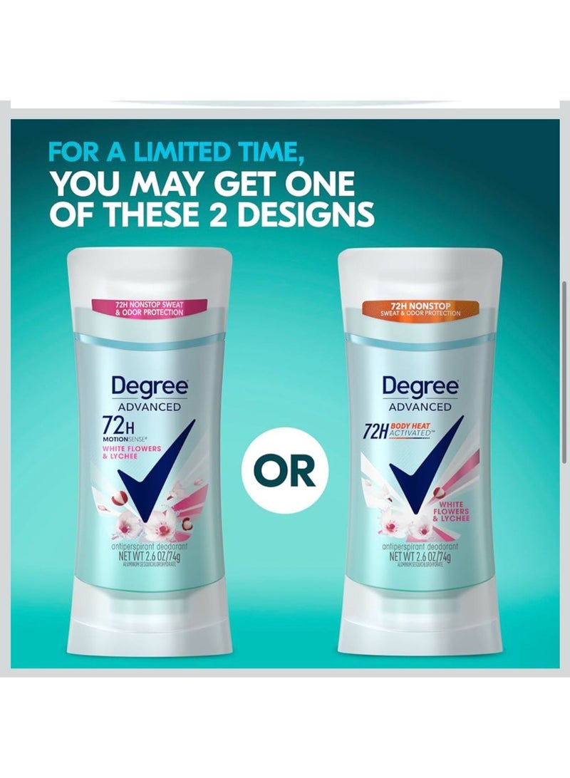 Degree Advanced Protection Antiperspirant Deodorant White Flowers & Lychee for 72-Hour Sweat & Odor Control for Women, with Body Heat Activated Technology, 2.6 oz - Image 3