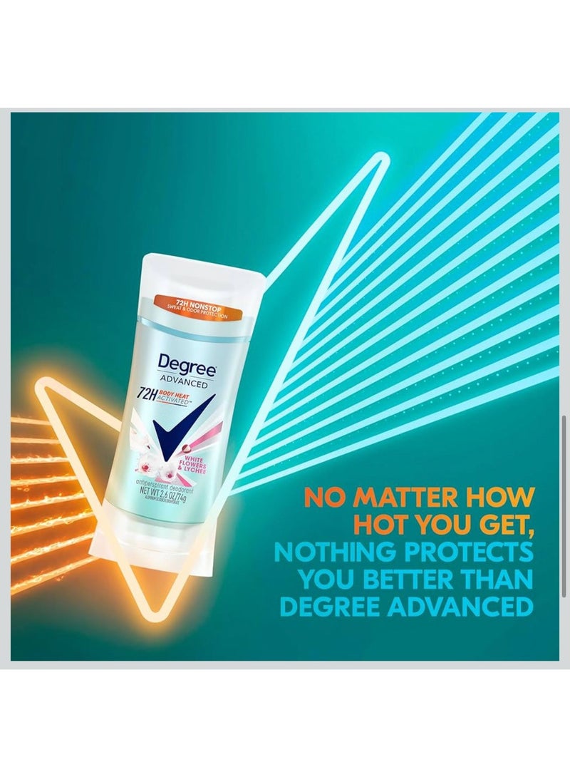 Degree Advanced Protection Antiperspirant Deodorant White Flowers & Lychee for 72-Hour Sweat & Odor Control for Women, with Body Heat Activated Technology, 2.6 oz - Image 5
