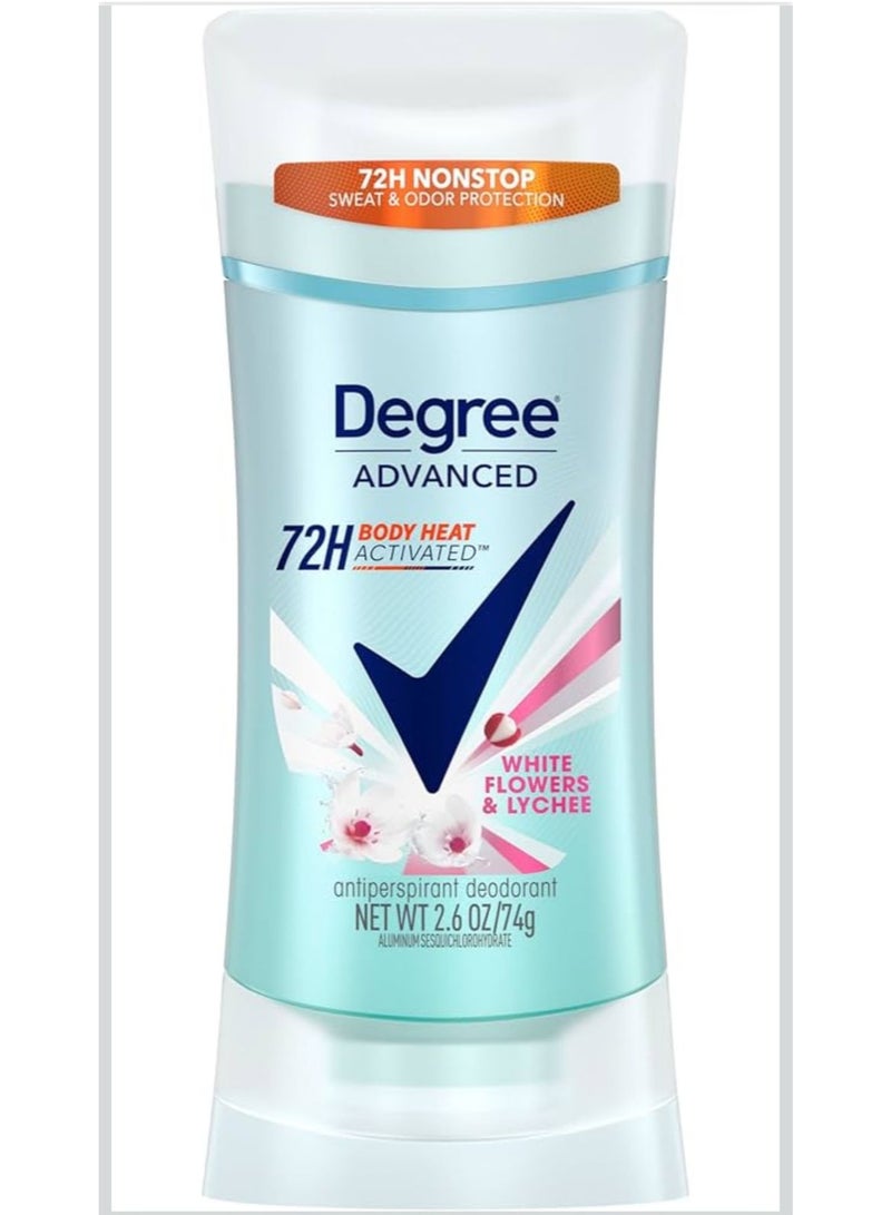 Degree Advanced Protection Antiperspirant Deodorant White Flowers & Lychee for 72-Hour Sweat & Odor Control for Women, with Body Heat Activated Technology, 2.6 oz - Image 1