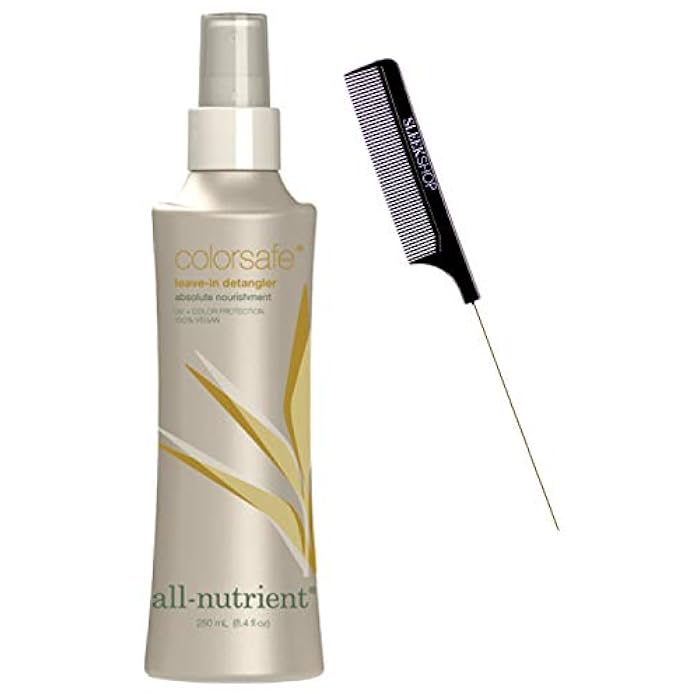 All Nutrient Colorsafe Leave-in Detangler, Color Safe Leave In Conditioner Spray (w/Sleek Comb) Haircolor UV+ Color Protection, 100% Vegan (8.4 OZ / 250 ML)