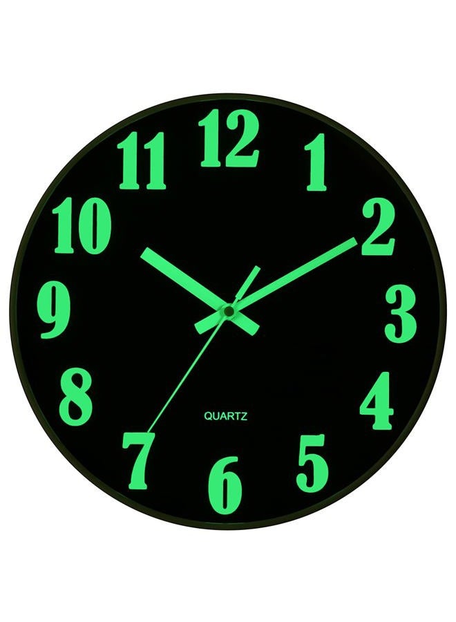 JoFomp Glow in The Dark Clock, 12 Inch Modern Silent Non Ticking Wall Clocks Battery Operated, Night Light Wall Clock for Living Room Decor, Wall Clock Decorative for Kitchen Bedroom - Image 1