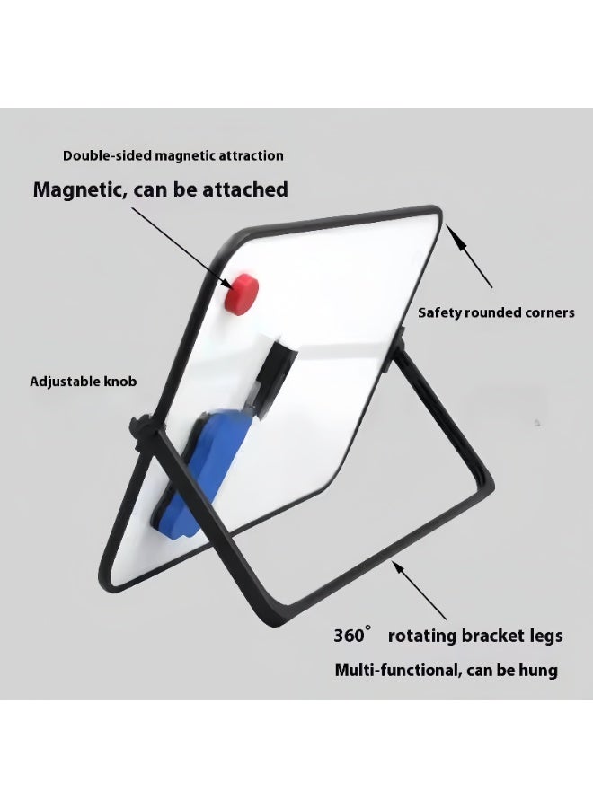 سبورة بيضاء مغناطيسية مزدوجة الجوانب A3، سبورة بيضاء صغيرة قابلة للمسح الجاف مع حامل، سبورة بيضاء صغيرة مع حامل، دفتر ملاحظات ثابت للاجتماعات لتدوين الملاحظات، مذكرات العمل، المدرسة، المنزل، العمل، المكتب (30 × 42 سم) - Image 4