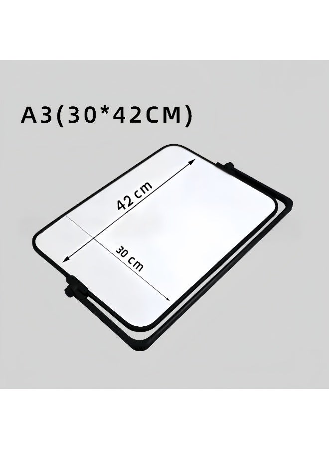 سبورة بيضاء مغناطيسية مزدوجة الجوانب A3، سبورة بيضاء صغيرة قابلة للمسح الجاف مع حامل، سبورة بيضاء صغيرة مع حامل، دفتر ملاحظات ثابت للاجتماعات لتدوين الملاحظات، مذكرات العمل، المدرسة، المنزل، العمل، المكتب (30 × 42 سم) - Image 2
