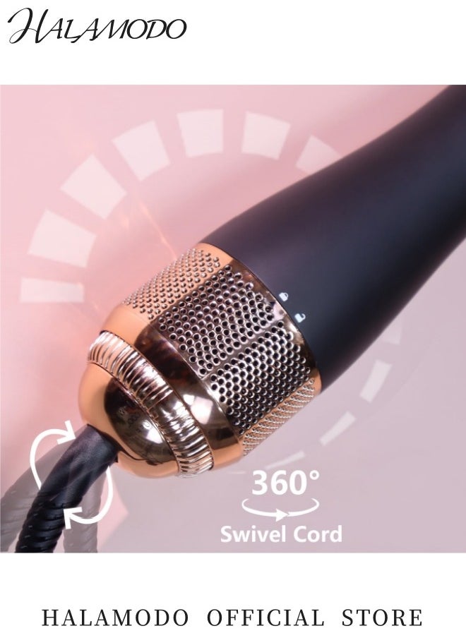 HALAMODO - 3 in 1 Hair Dryer Brush Professional Powerful Ceramic Tourmaline 3 Heat/2 Speed Settings One Step Hair Dryer and Styler Hair Straightener Brush with Negative Ionic Hot Comb Straightener Hair Styling Tools for Women Ceramic Coating of Comb Teeth - Image 1