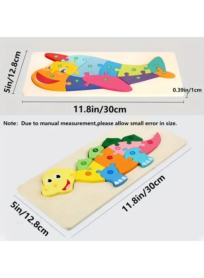 Wooden Animal Puzzles For Girls Dinosaur Monkey Giraffe Crocodile Early Learning Toy - Image 3