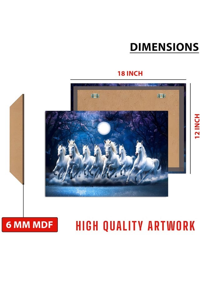FlyBuy HUB Flybuy Hub Premium Canvas Wall Painting, 7 Running Horses, Vastu Design, Living Room Decor (Colour 5, 18 X 12 INCH, Wrapped Canvas) - Image 3
